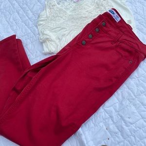 - Old Navy Skinny jean size button up 14 red maroon